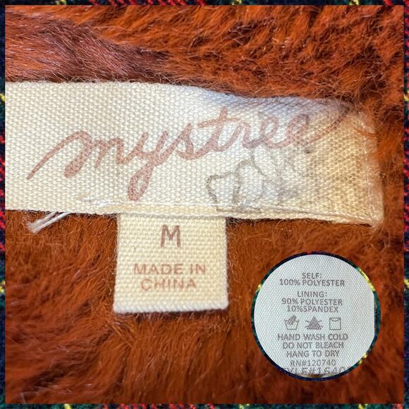 Mystree Brown Orange Faux Fur Sherpa Teddy Bear Leopard Lined Winter Jacket M - Picture 10 of 11